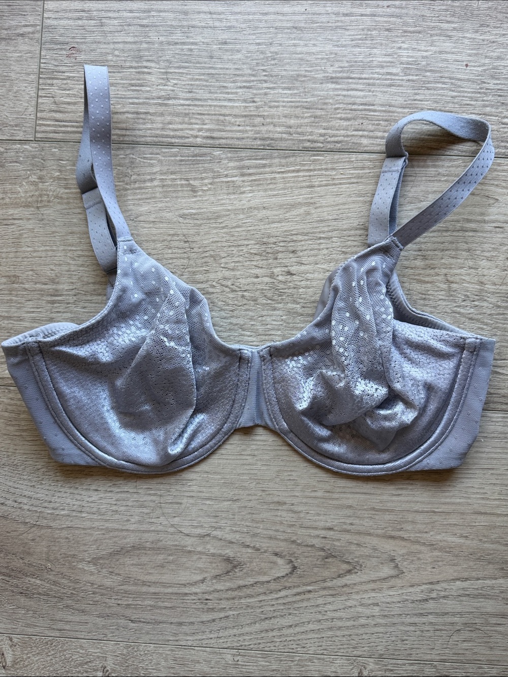Wacoal Light Gray Underwire Bra with Subtle Dot Texture